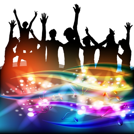 Dancing silhouettes with disco lightsのイラスト素材