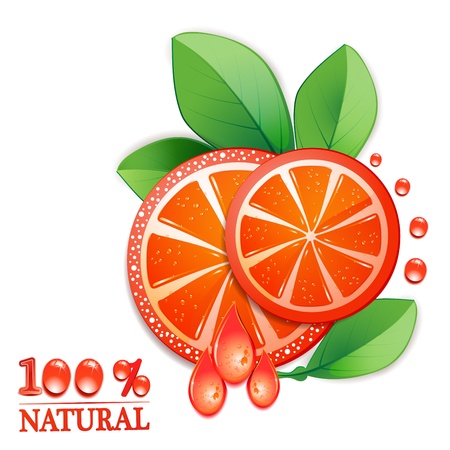 Slice of red grapefruit with drops of juiceのイラスト素材