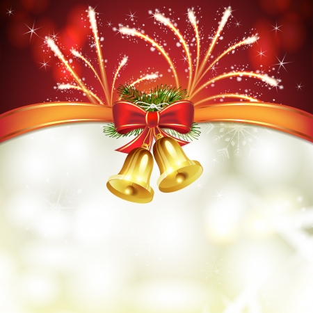 Christmas card with bells and bowのイラスト素材