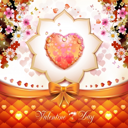 Valentine s day card with hearts and flowersのイラスト素材