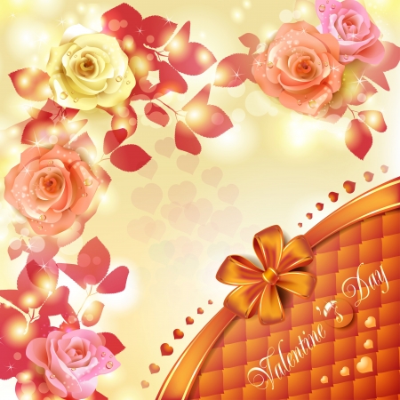 Valentine s day card with hearts and rosesのイラスト素材