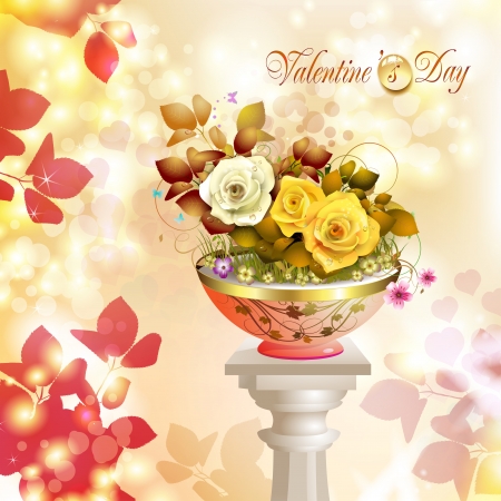 Valentine s day card with hearts and rosesのイラスト素材