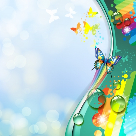Colorful background with butterflyのイラスト素材