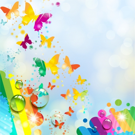 Colorful background with butterflyのイラスト素材