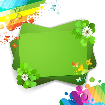 Green background with clover and abstract colorsのイラスト素材