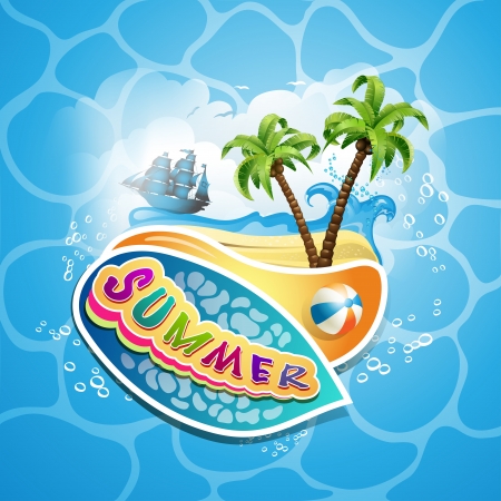Summer beach with palm trees のイラスト素材