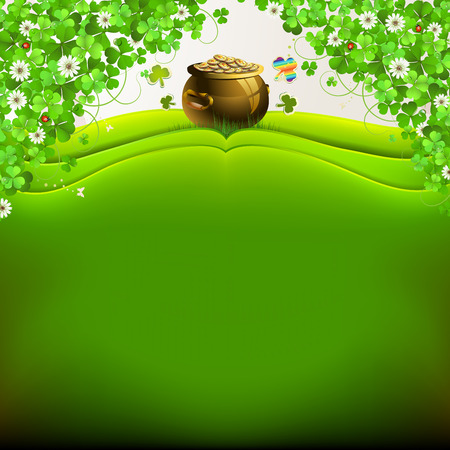 Saint Patrick s Day greeting card with pot and coinsのイラスト素材