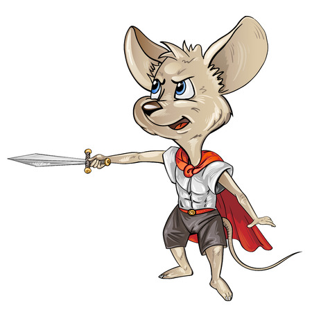 Cartoon mouse with a sword のイラスト素材