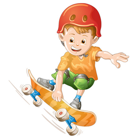 Cartoon skater boy flying through the air のイラスト素材