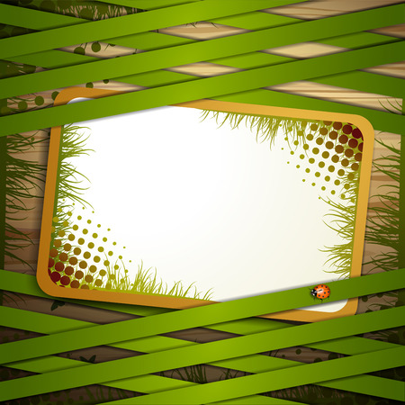 Wood background with green stripsのイラスト素材