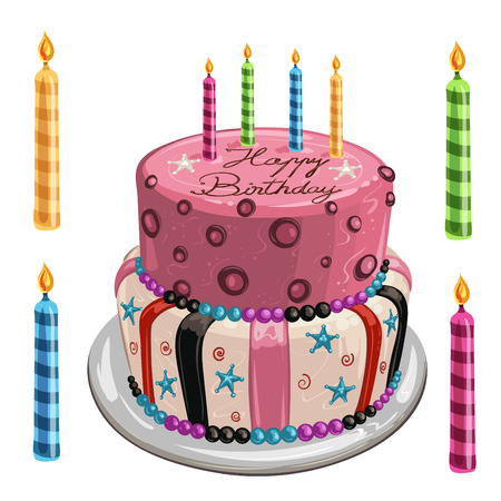 Decorated birthday cakeのイラスト素材