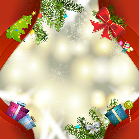 Christmas background with balls and pine treeのイラスト素材