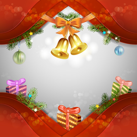 Christmas card with bells and bowのイラスト素材