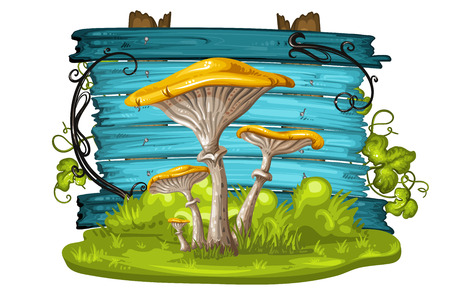 Cartoon mushroom on white backgroundのイラスト素材