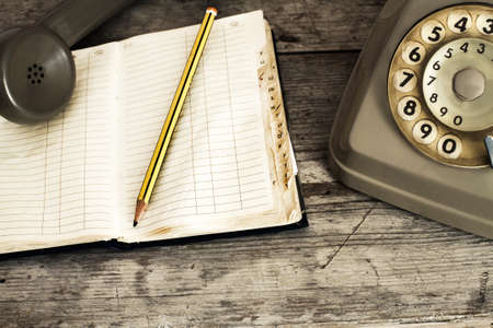 Phone and agenda of the pastの写真素材