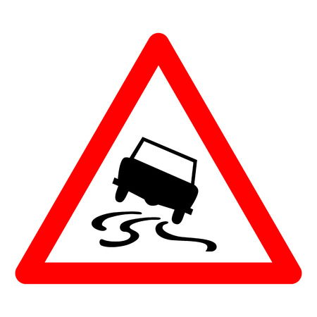 Vector illustration of triangle traffic sign for slippery roadのイラスト素材
