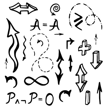 Hand drawn mathematical elements and quality. Vector illustration.のイラスト素材