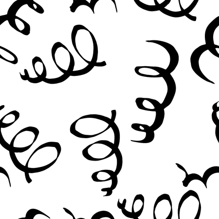 Seamless pattern with spiral curls. Stylized ocean waves. Hand-drawn doodleのイラスト素材