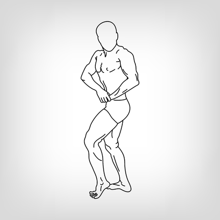 Bodybuilder. Vector silhouette of man against white backgroundのイラスト素材