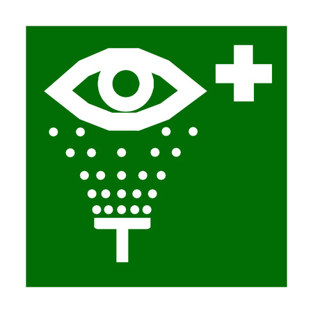 Vector fire emergency icons. Signs of evacuations.  Emergency fire shower, eyewash station in greenのイラスト素材