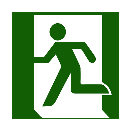 Vector fire emergency icons. Signs of evacuations. Fire emergency exit in green.のイラスト素材