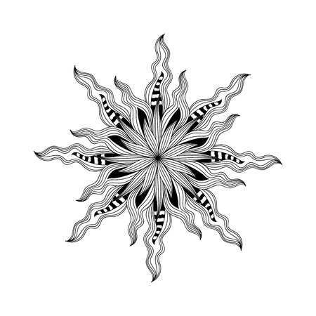 Mandala. Black and white round ornament. Coloring page.のイラスト素材