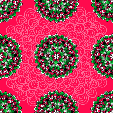 Mandala. Colorful round ornament. Coloring page. Vector illustration Seamless patternのイラスト素材