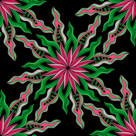 Mandala. Colorful round ornament. Coloring page. Vector illustration Seamless patternのイラスト素材