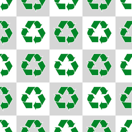Seamless pattern with ecology signs and icons - abstract background. Recycling sign. Green eco symbol.のイラスト素材
