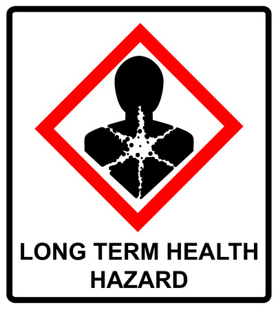 Long term health hazard, man in red rhombus symbol. Danger banner for factory.のイラスト素材