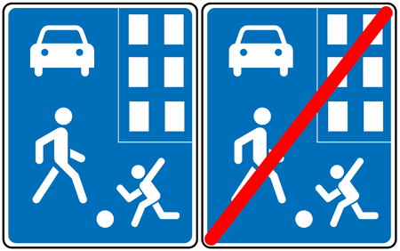 Pedestrian zone Symbol, home zone traffic signs. This area not for cars, bus, bikes. Vector illustrationのイラスト素材