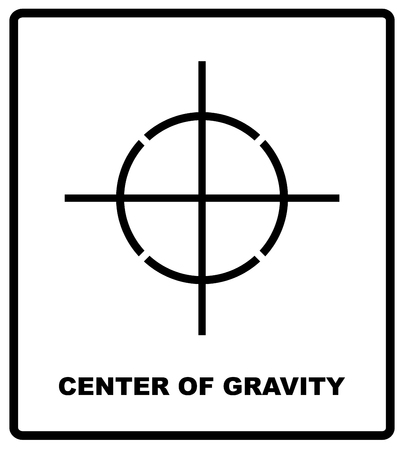 CENTER OF GRAVITY packaging symbol on a corrugated cardboard box. For use on cardboard boxes, packages and parcels. Vector illustration.のイラスト素材