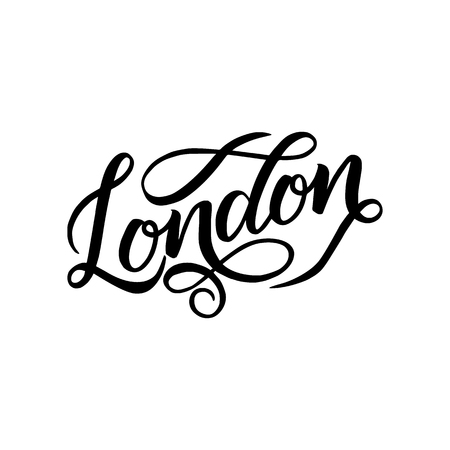 City logo isolated on white. Black label or logotype. Vintage badge calligraphy in grunge style. Great for t-shirts or poster, London, Great Britainのイラスト素材