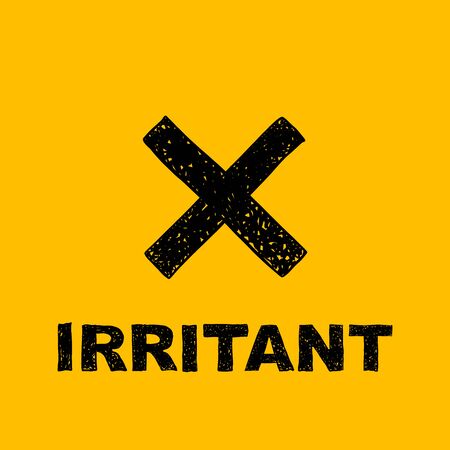 Yellow irritant sign. Vector illustration isolated on yellow.のイラスト素材