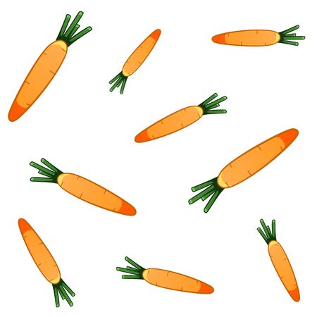 Pattern of nine carrots of different sizes on white background in vector.のイラスト素材