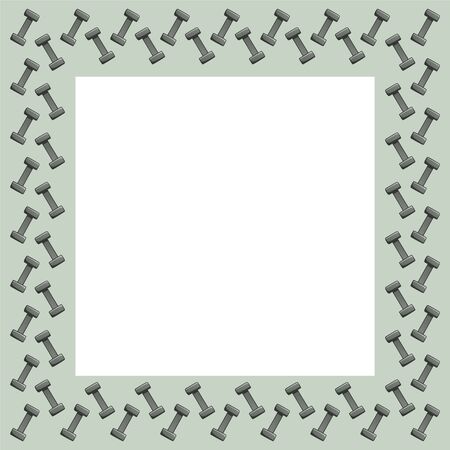 Square frame with dumbbells on a gray backgroundのイラスト素材