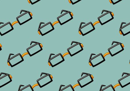 Single pattern of black orange glasses. Blue background, vector.のイラスト素材
