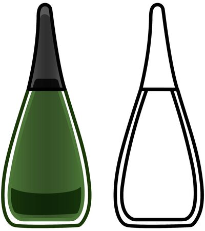 Green nail polish in colored and line versionsのイラスト素材