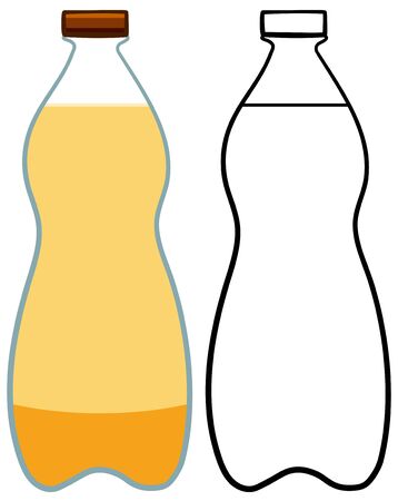 Glass of light beer. Colored and line version. White background, vector.のイラスト素材