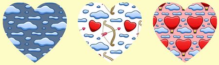 Hearts with patterns for Valentine's Day. Yellow background.のイラスト素材