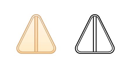 Flat and outline style triangle pills isolated illustration. Colored and in black lines. White background, vector.のイラスト素材
