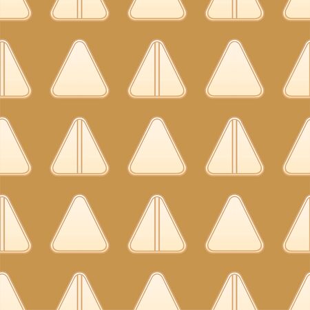 Flat style triangle beige pills seamless pattern. Mustard background, vector.のイラスト素材