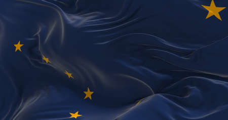 flag of Alaska waving in the wind. Patriotic concept about state. 3d illustrationの写真素材