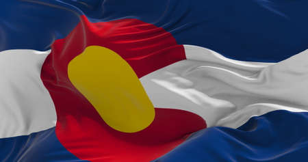 flag of Colorado waving in the wind. Patriotic concept about state. 3d illustration.の写真素材