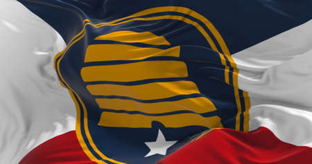 flag of Commemorative Utah waving in the wind. Patriotic concept about state. 3d illustration.の写真素材
