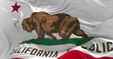 flag of California waving in the wind. Patriotic concept about state. 3d illustration.の写真素材