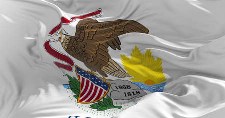 flag of Illinois waving in the wind. Patriotic concept about state. 3d illustration.の写真素材