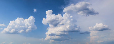 A beautiful blue sky and streaky clouds like heaven. Summer Blue Sky.の写真素材