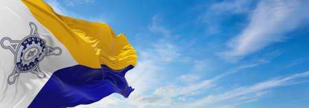 flag of United States Secret Service waving in the wind. USA National defence. Copy space. 3d illustration.の写真素材