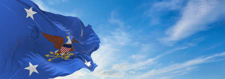 flag of United States Secretary of Defense waving in the wind. USA National defence. Copy space. 3d illustration.の写真素材
